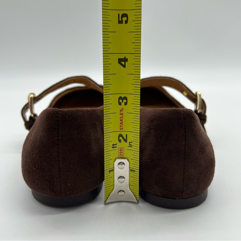 DV by Dolce Vita Mauryce Brown Faux Suede Mary Jane Flats Gold Buckle 6.5 NWB - Picture 8 of 11
